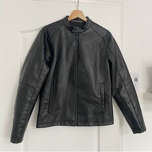 ZARA | Black soft leather biker jacket